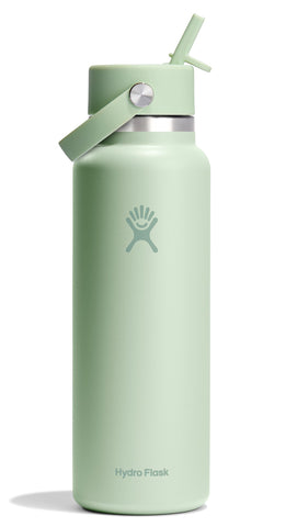 Hydro Flask 40 oz Aloe Green wide-mouth bottle for on-the-go hydration.