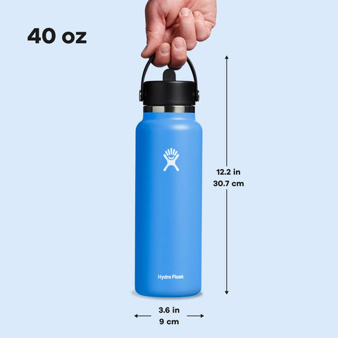 Ice cubes easily fit through the wide mouth opening of Hydro Flask