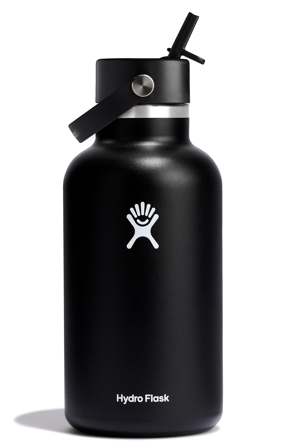 Hydro Flask 64oz wide-mouth black bottle for all-day hydration.