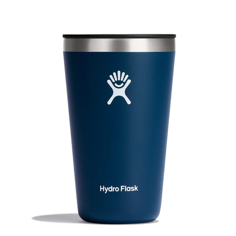 Hydro Flask All Around Tumbler Indigo with closeable lid for splash-free sipping on the go.