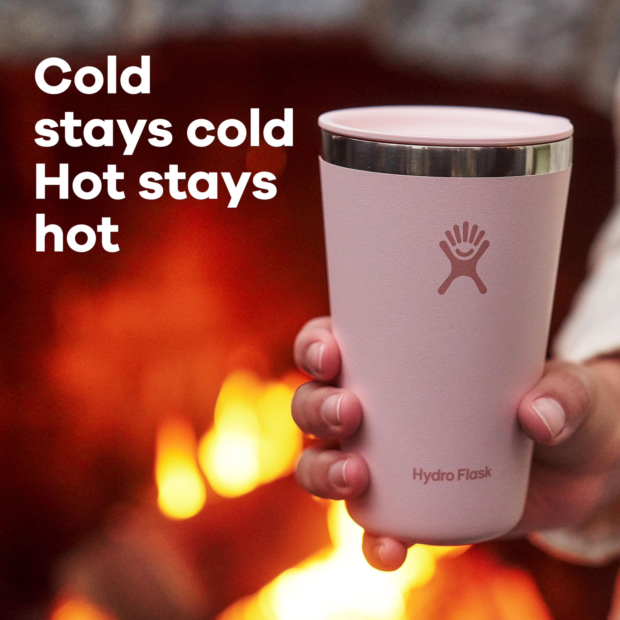 Hydro Flask Indigo All Around tumbler fits most cupholders for easy transport.