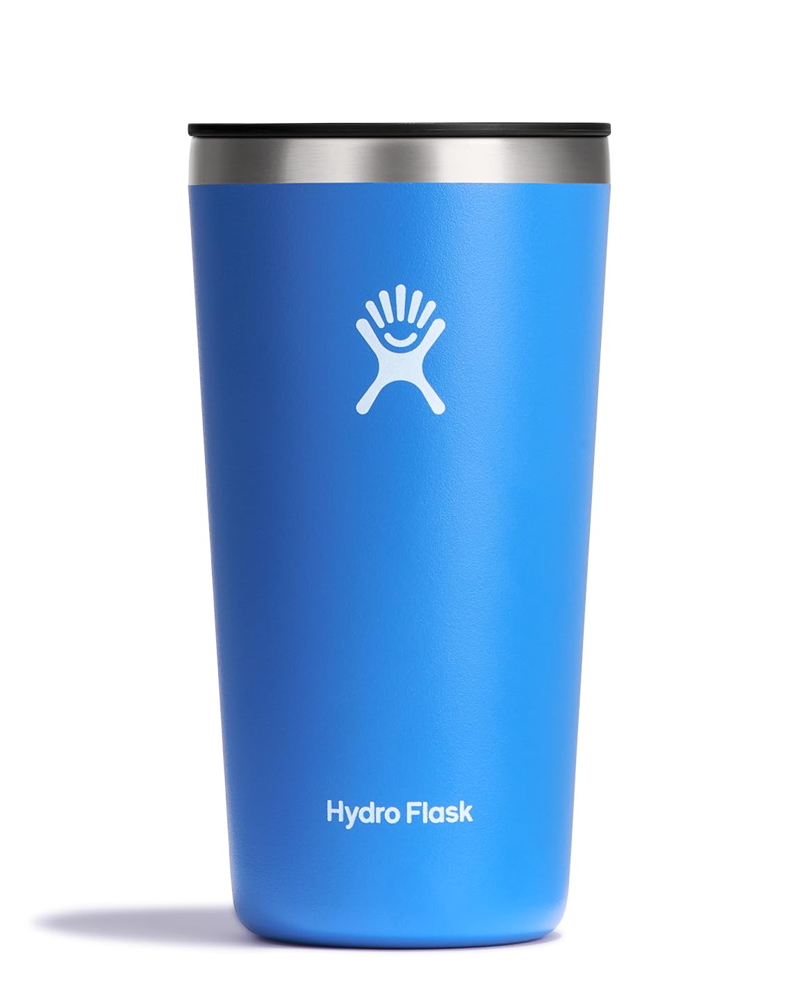 Hydro Flask All Around Tumbler with press-in lid in Cascade Blue for hot or cold drinks.