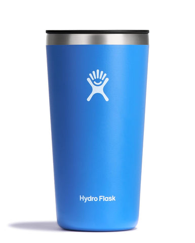 Hydro Flask All Around Tumbler with press-in lid in Cascade Blue for hot or cold drinks.