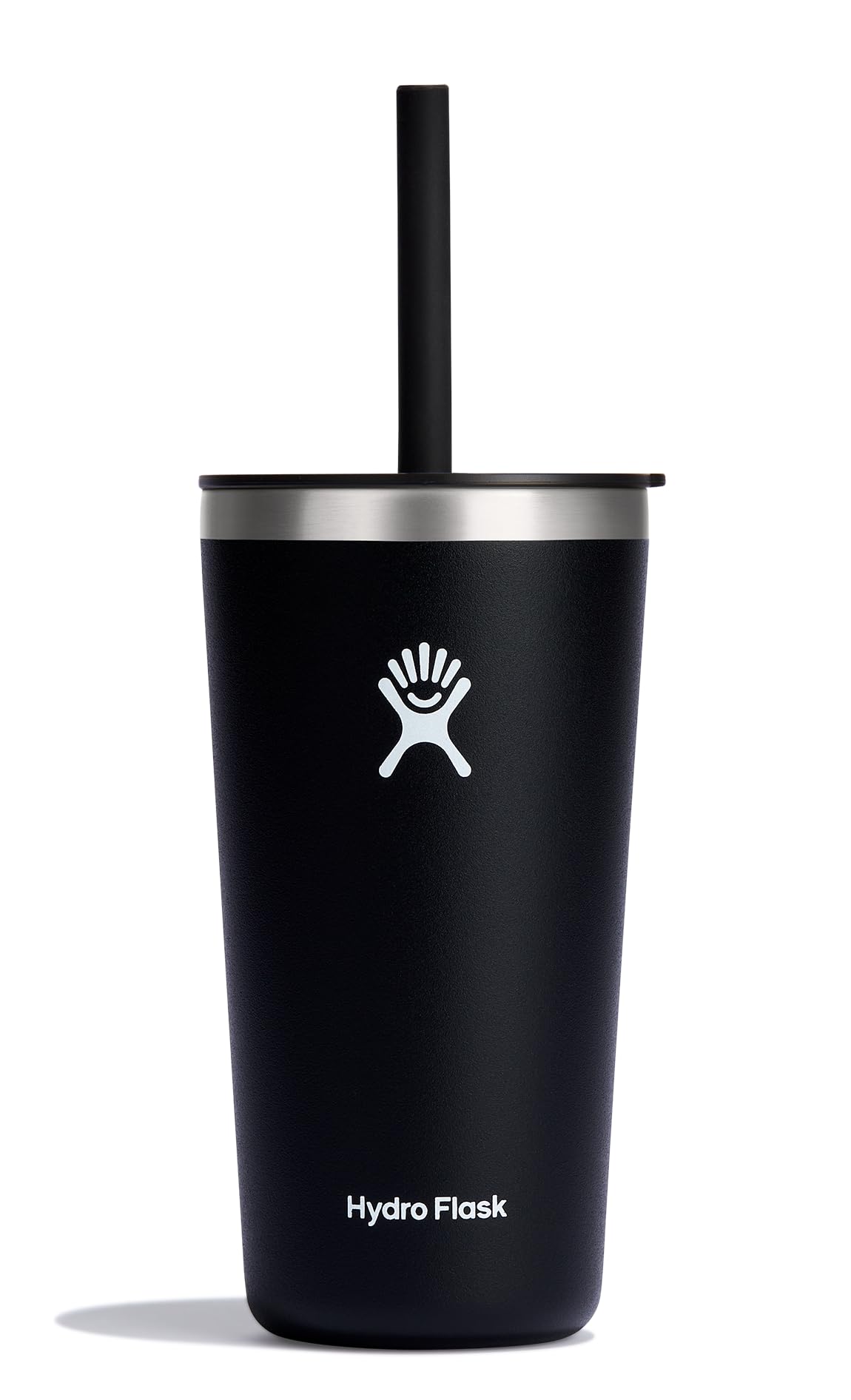 Hydro Flask All Around Tumbler with Straw Lid in Black keeps beverages cold for hours