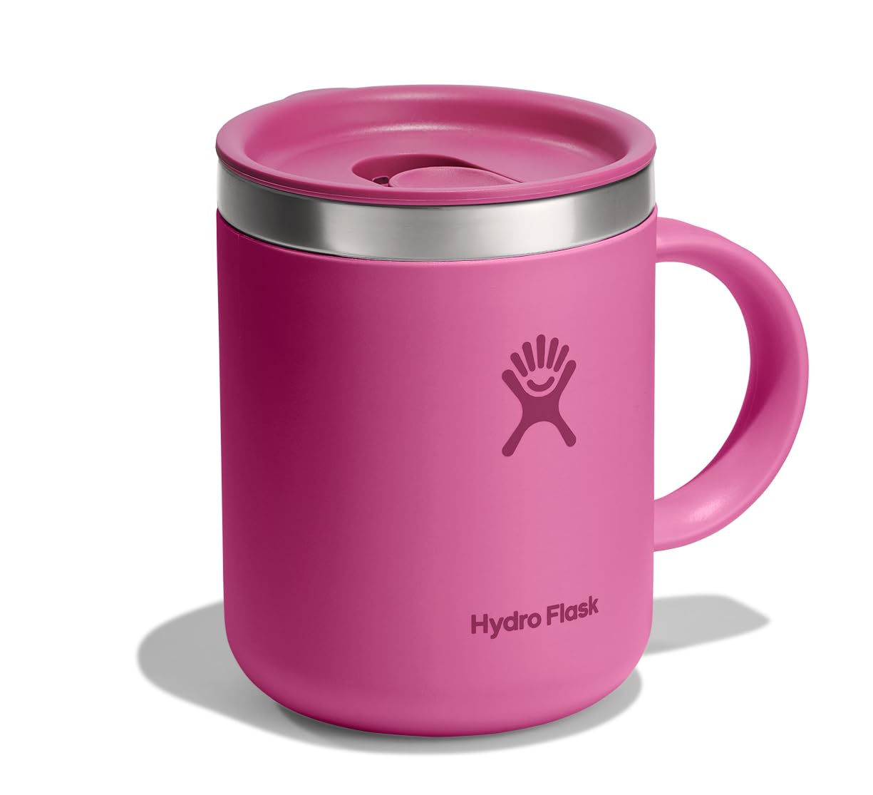Hydro Flask Coffee Mug 12oz Reef Pink leak-resistant lid keeps drinks secure.
