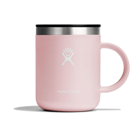 Hydro Flask 12 oz coffee mug in Trillium Pink with closeable lid for spill resistance.