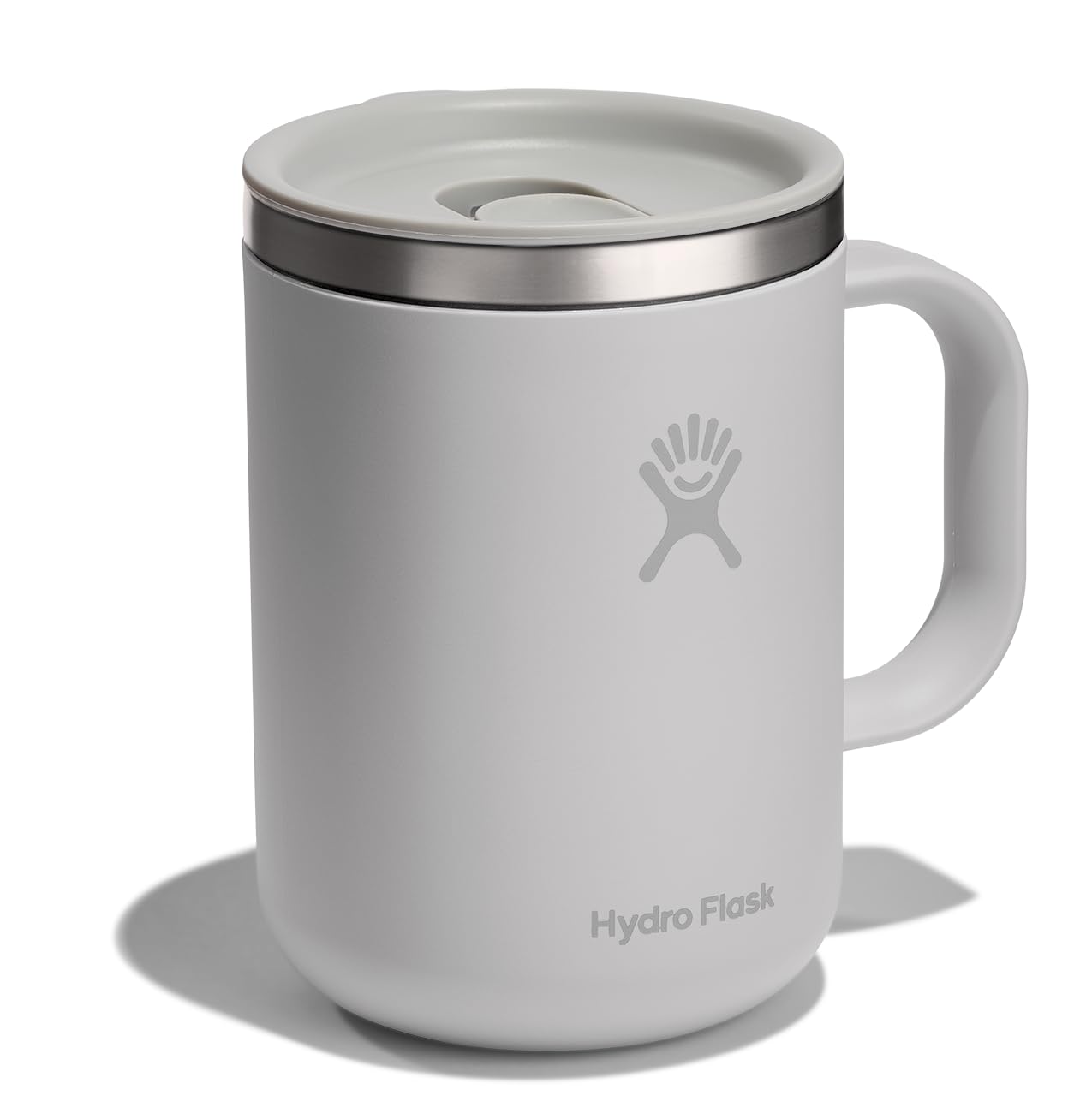 Hydro Flask coffee mug 24oz with splash-resistant lid for secure travel.