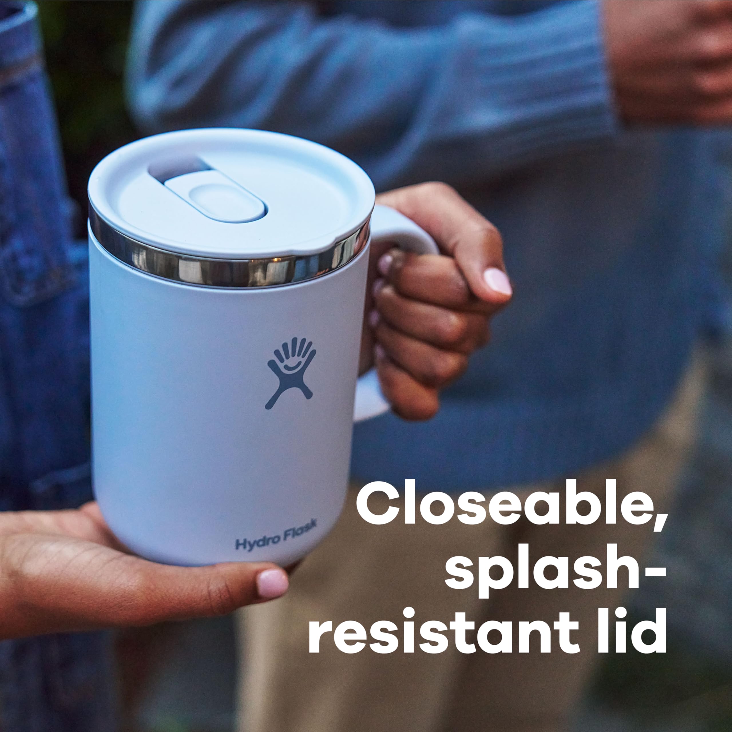 Hydro Flask Coffee Mug Reef Pink handle and body, soft-touch exterior stays cool.