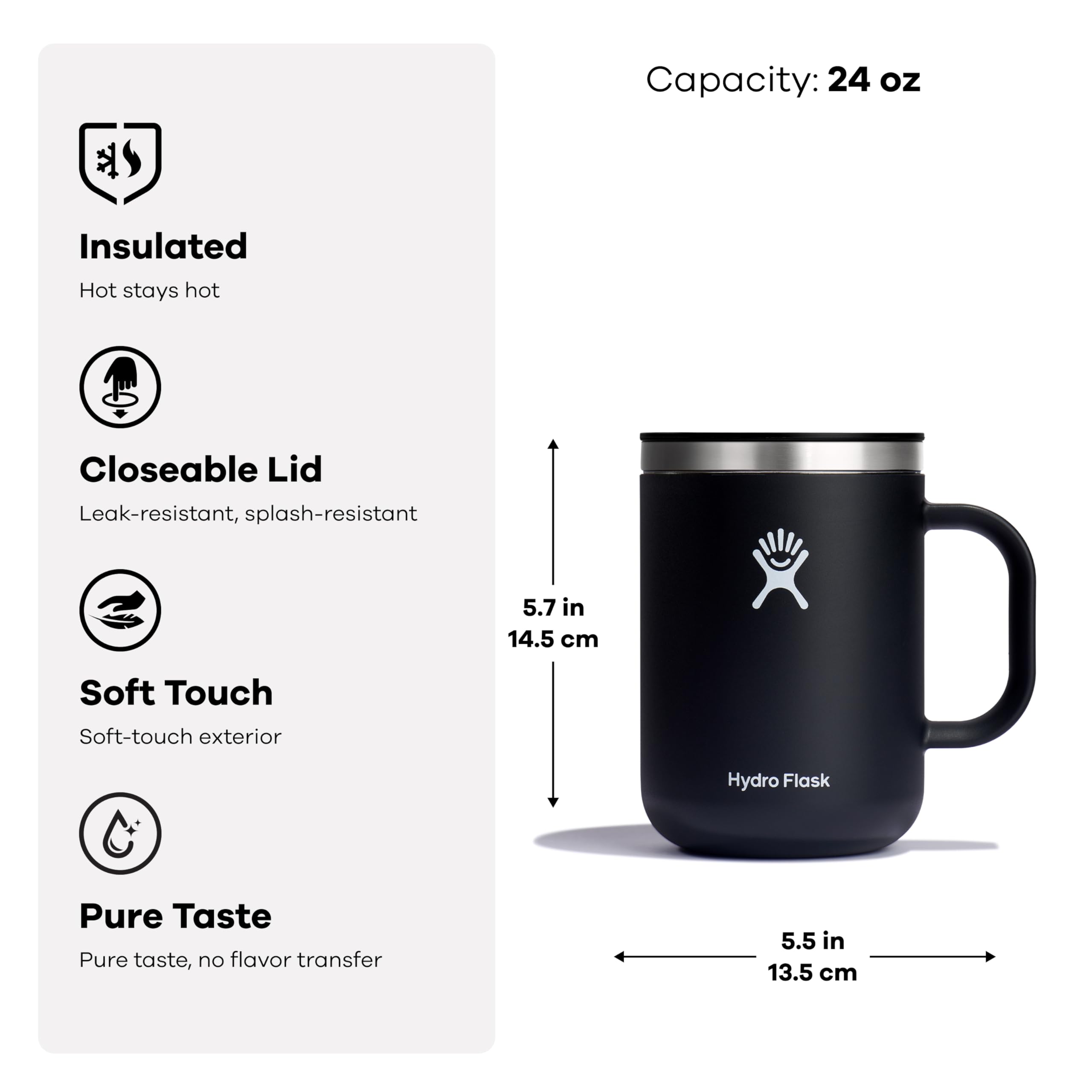 Hydro Flask Coffee Mug Reef Pink splash-resistant lid for travel-friendly sipping.