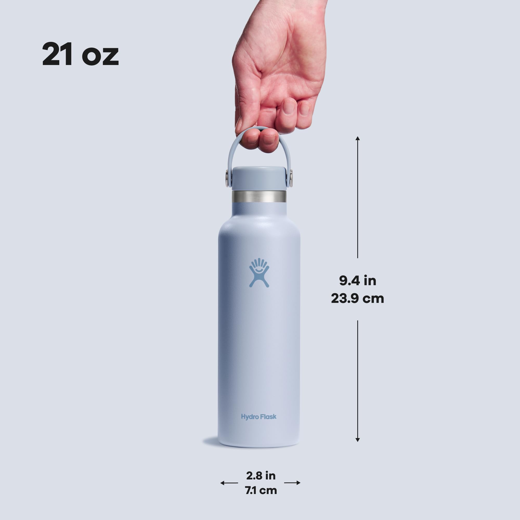 Hydro Flask dishwasher-safe bottle and lid for easy cleaning.