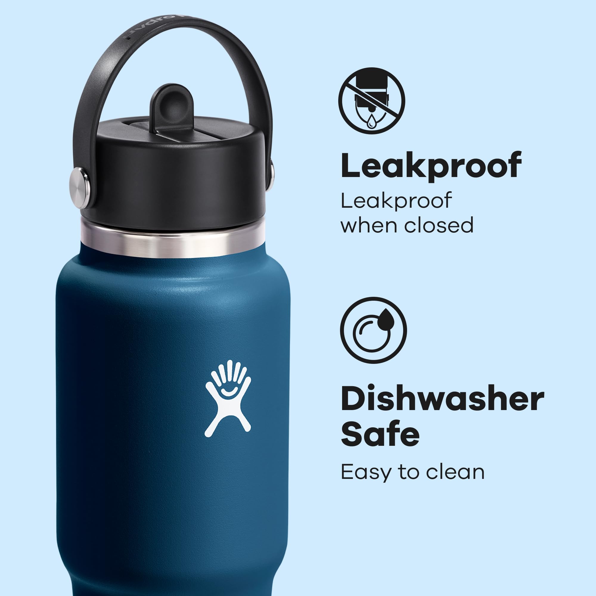 Hydro Flask double-wall insulation keeps beverages cold for 24 hours.