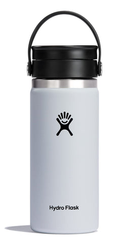 Hydro Flask Flex Sip 16 oz white tumbler, insulated for hot or cold beverages.