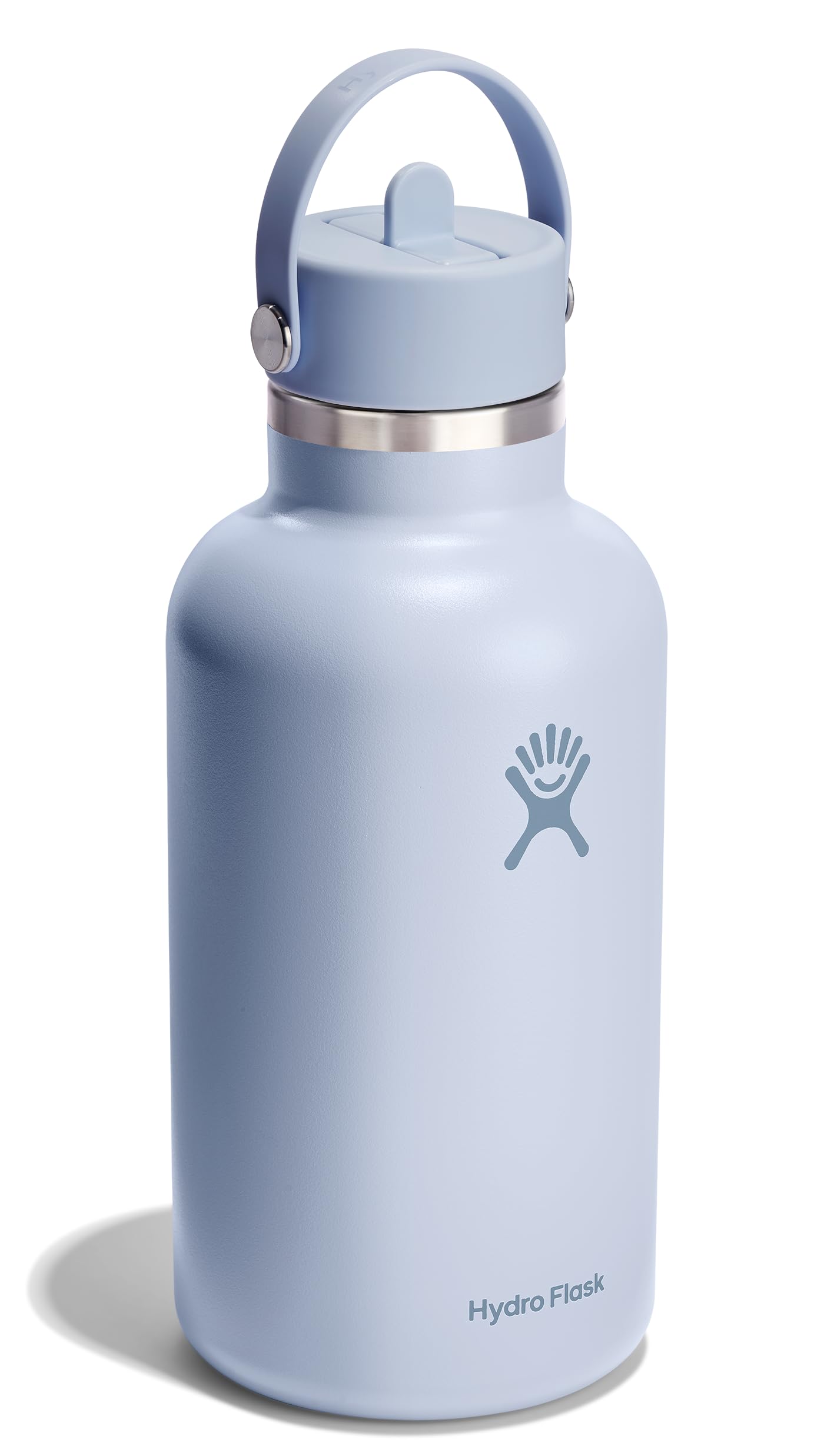 Hydro Flask flex straw cap closeup showing leakproof, one-handed operation.