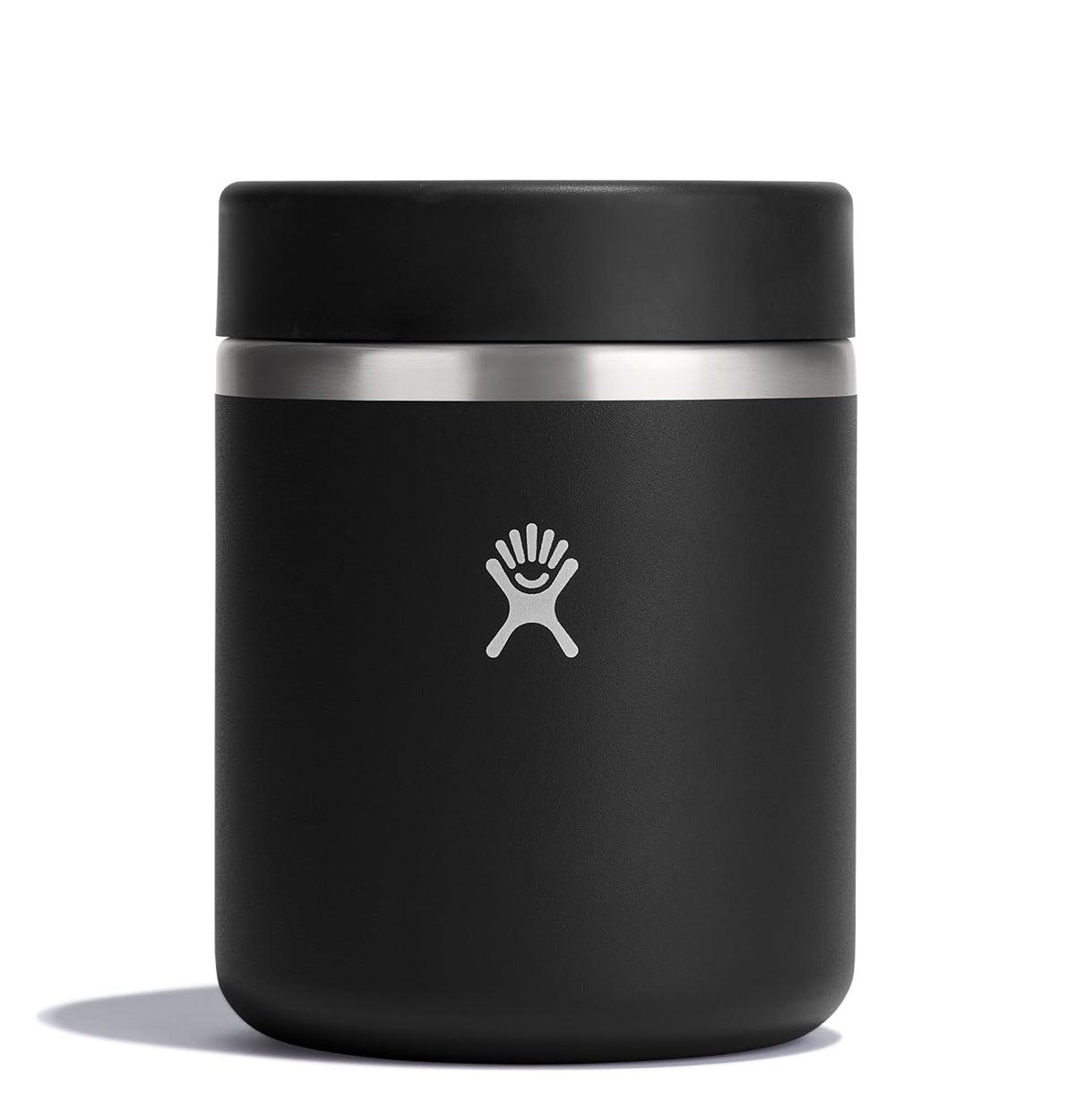 Hydro Flask Food Jar 28oz Black insulated with easy-open lid for hot meals on the go.