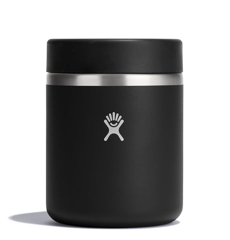 Hydro Flask Food Jar 28oz Black insulated with easy-open lid for hot meals on the go.