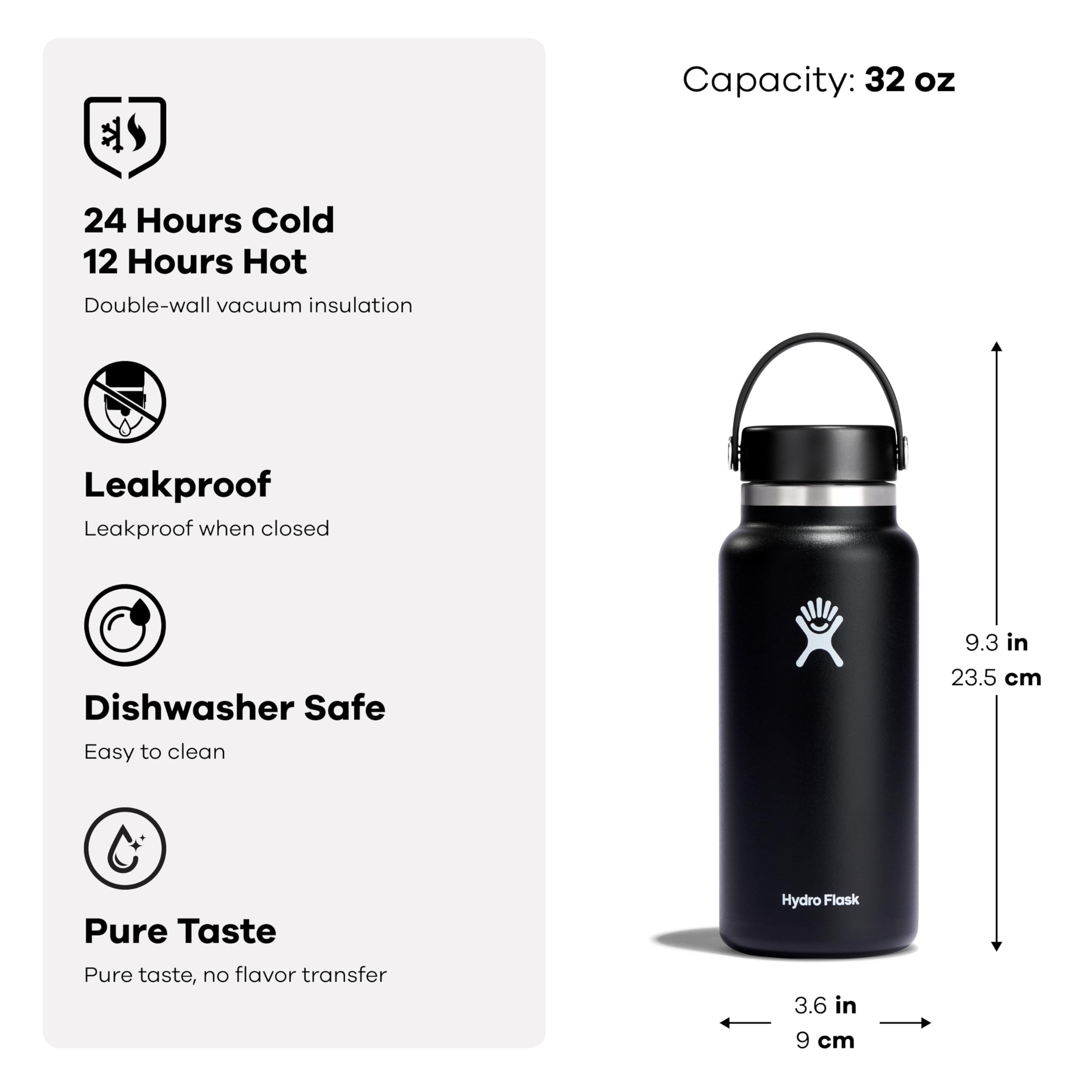 Hydro Flask Fossil Brown 32 oz close-up stainless finish.