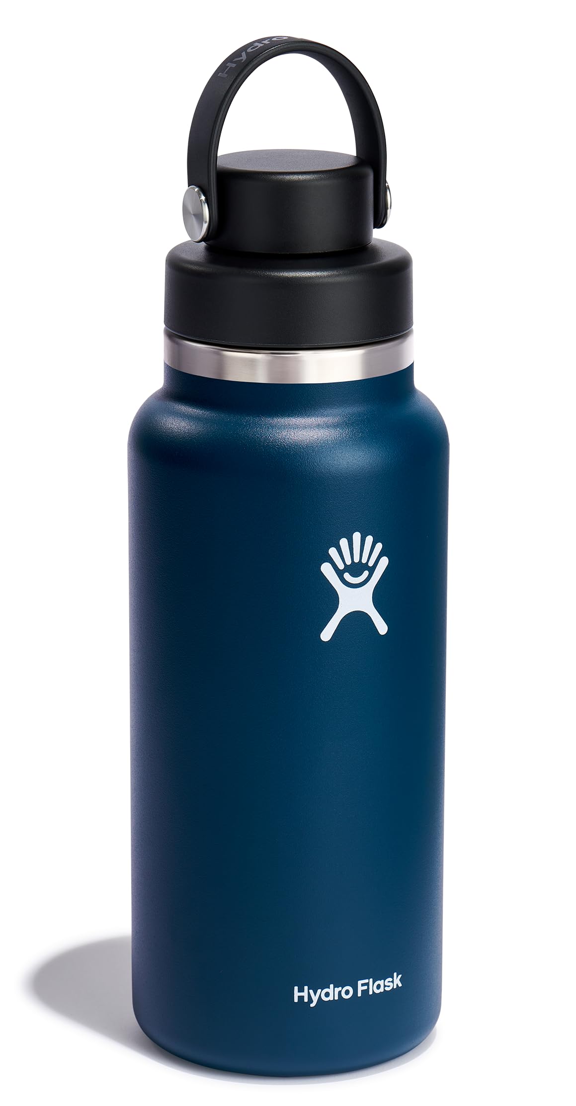 Hydro Flask Indigo 32oz with chug cap shown close-up for controlled sipping