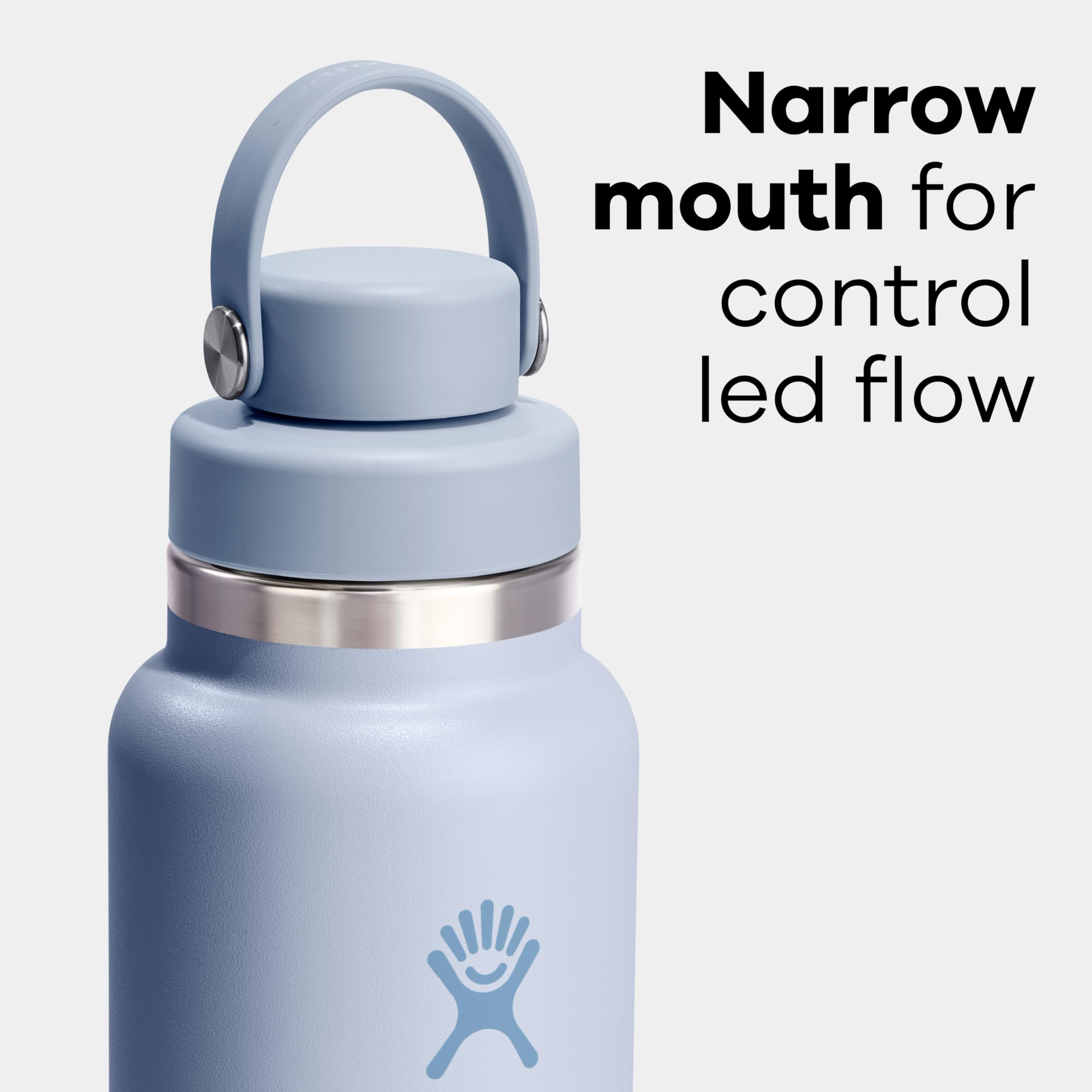 Indigo 32oz Hydro Flask with ice cubes in wide mouth