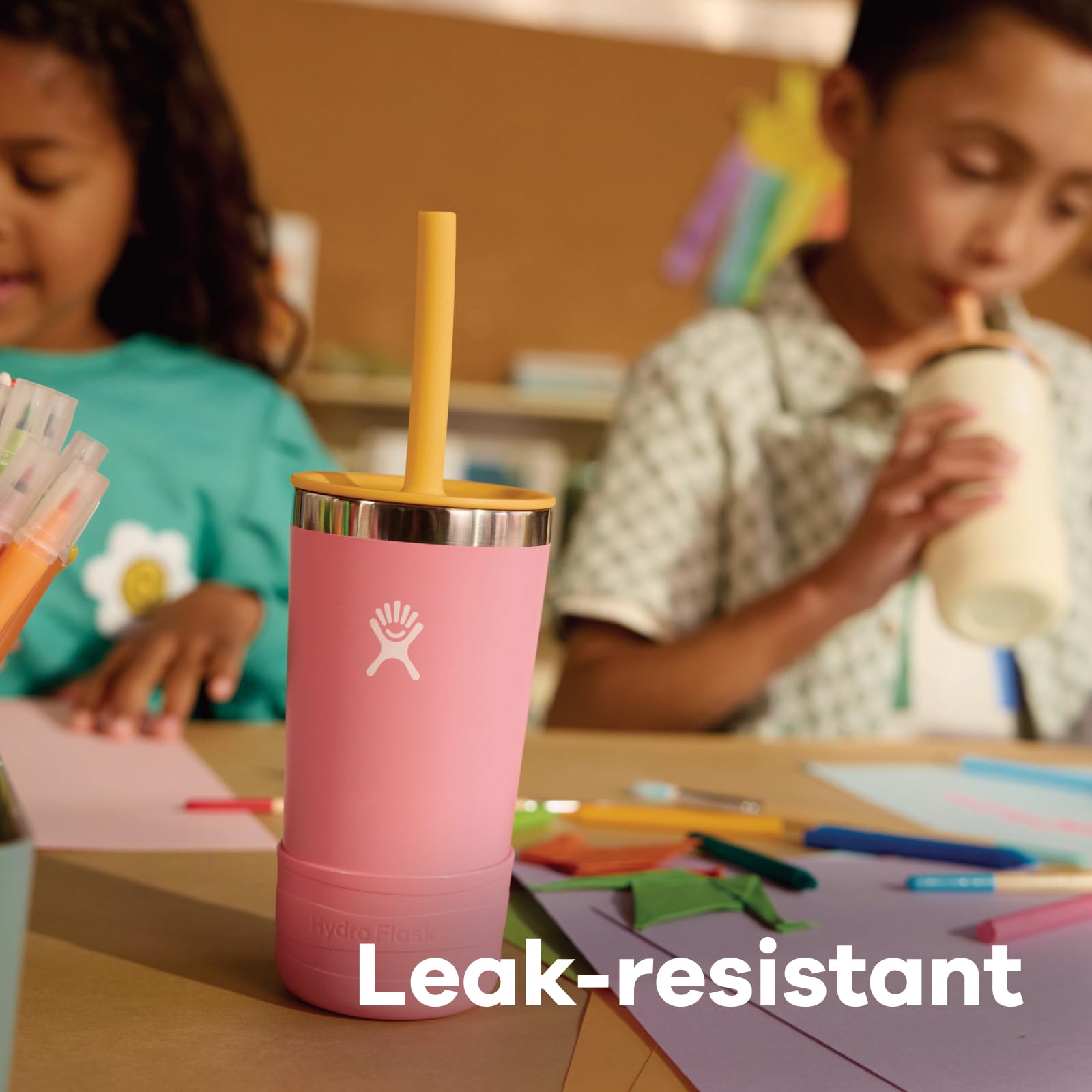 Hydro Flask Kids 12oz tumbler Anemone color close-up highlights style.