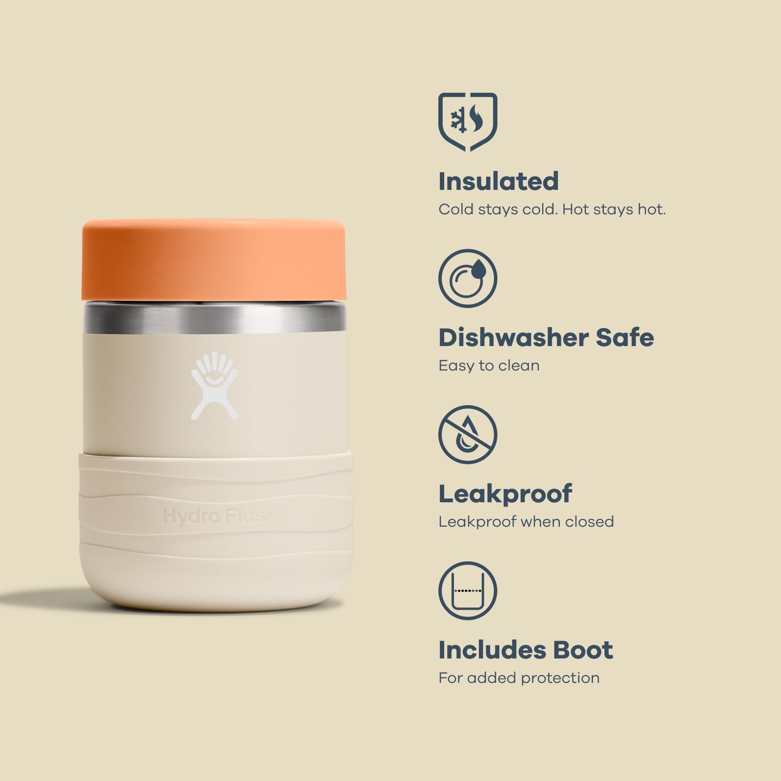 Hydro Flask koala gray food jar 12-ounce capacity shown