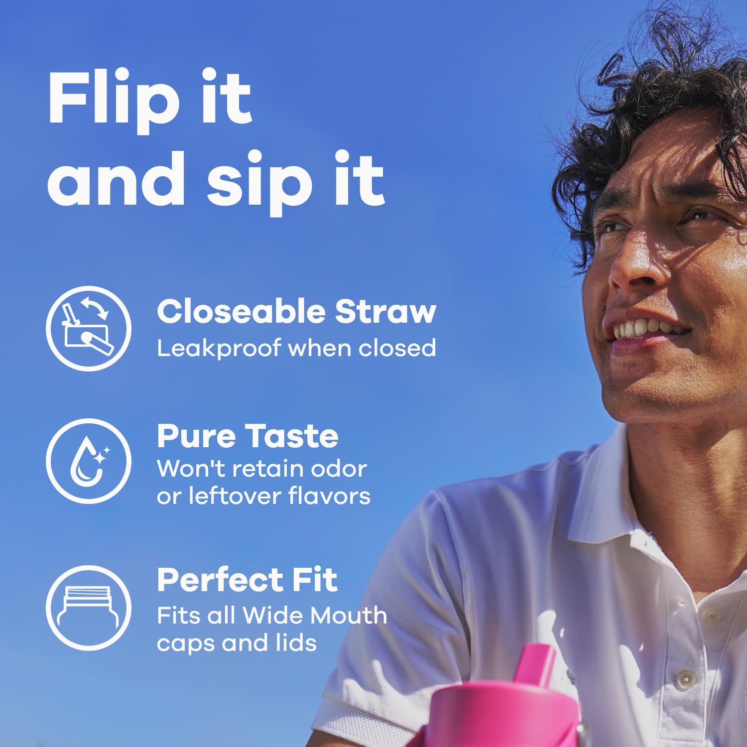 Leakproof Cap closed to prevent spills in bags and backpacks.