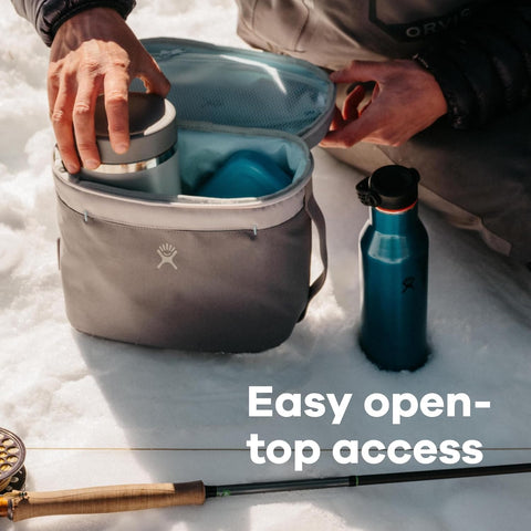 Top-loading zipper on Hydro Flask Lunch Bag for easy filling