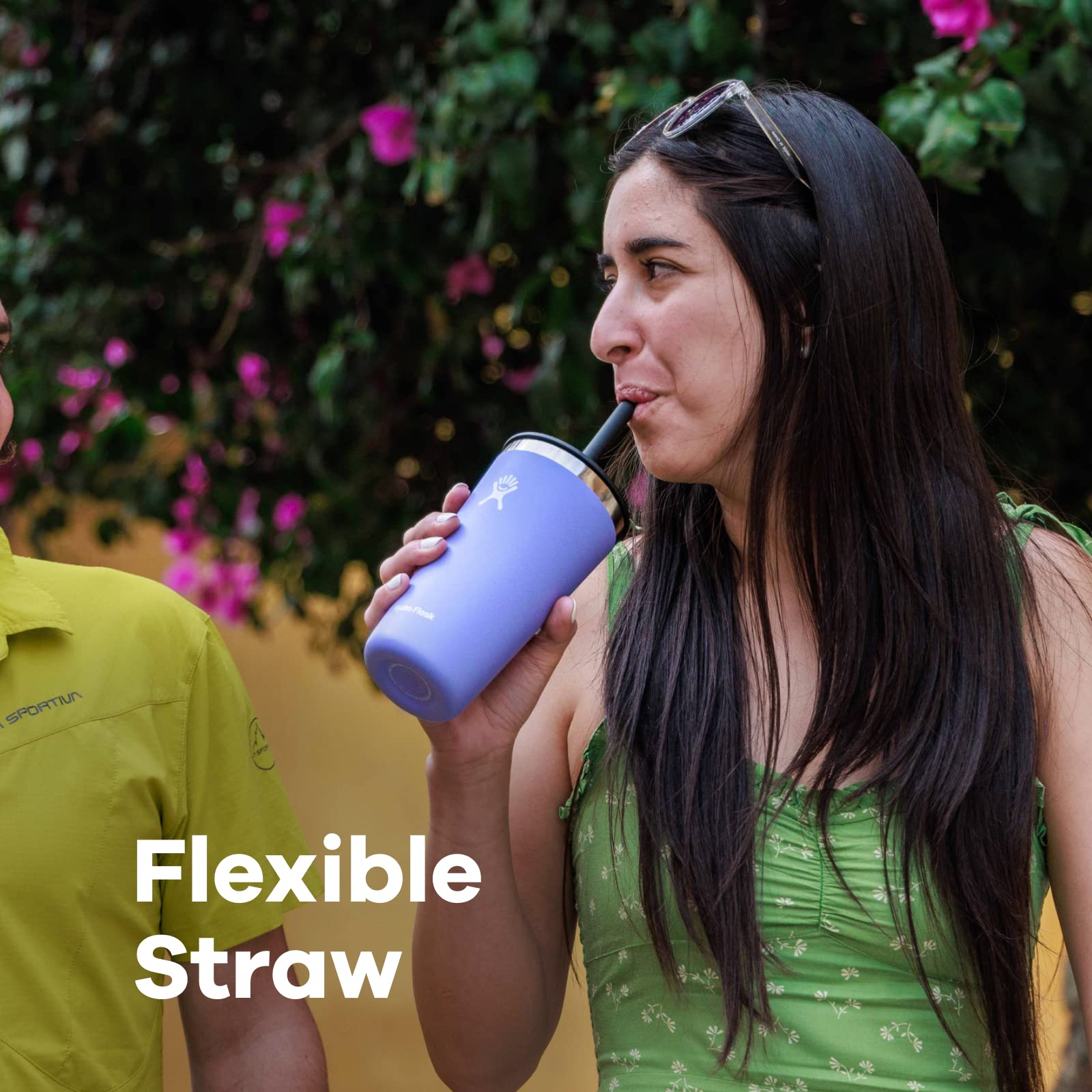 Hydro Flask press-in straw lid showing compact dimensions for travel