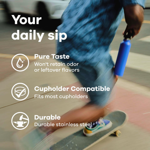 Hydro Flask stainless steel interior preserves pure taste without lingering flavors.