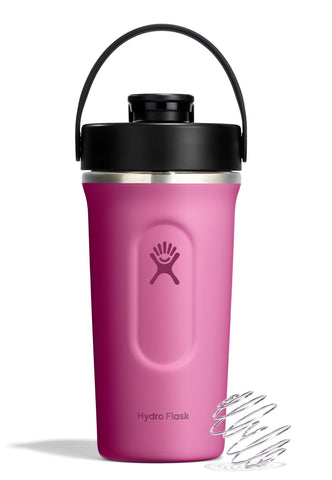 Hydro Flask shaker bottle 24oz reef pink for on-the-go smoothies.