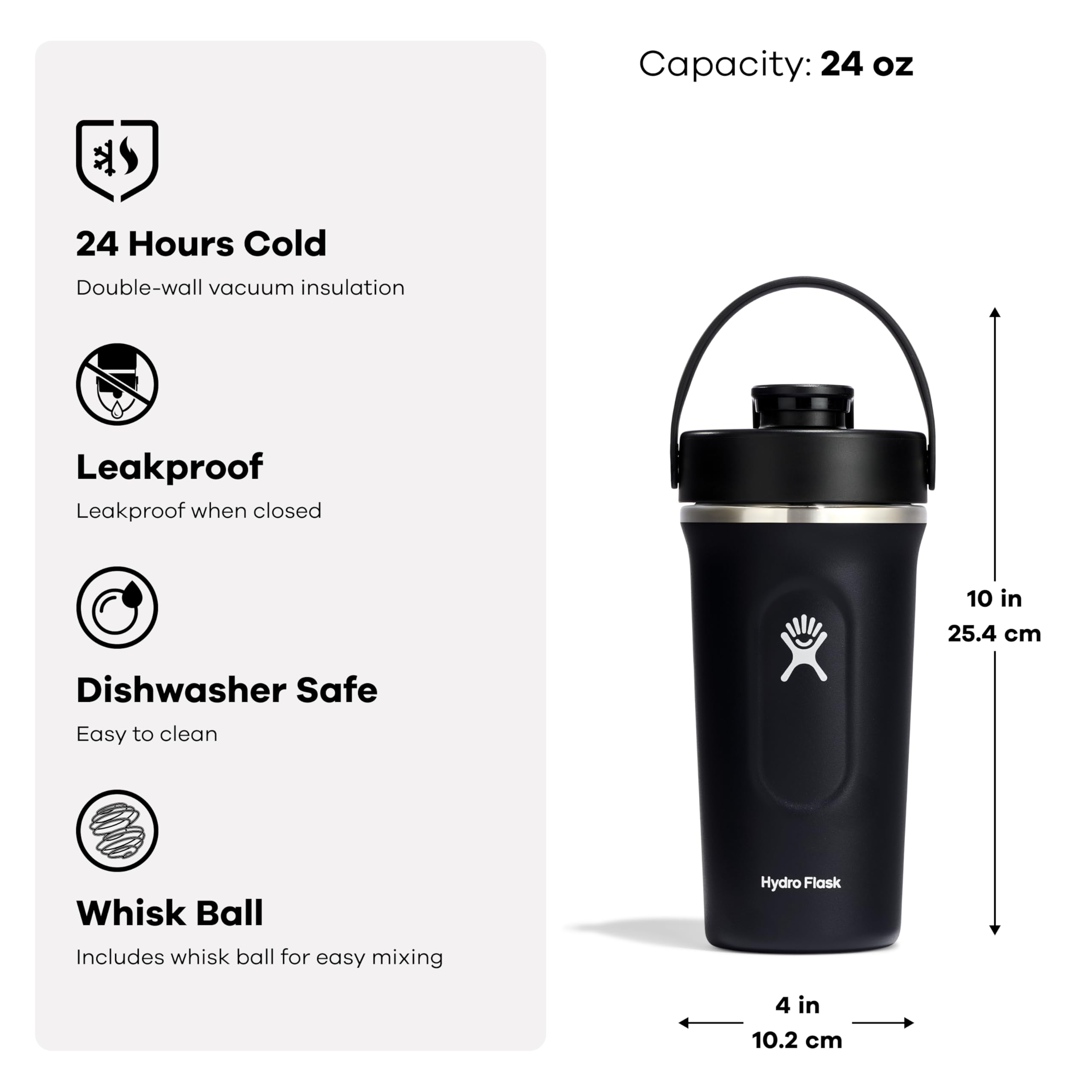 Hydro Flask shaker bottle ergonomic design offers comfortable handling.