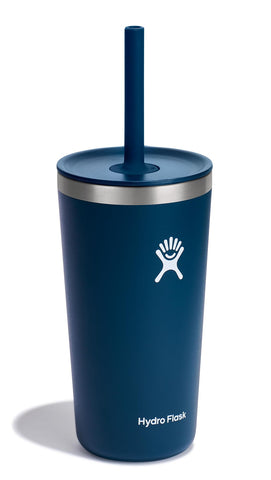 Hydro Flask straw lid close-up with Indigo Blue color-matching design for a sleek look.