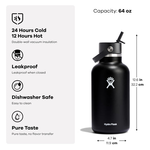 Hydro Flask BPA-free stainless steel bottle for pure taste and durability.
