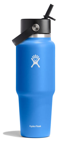 Hydro Flask Travel Bottle 32oz Cascade Blue, ideal for on-the-go cooling and sipping.