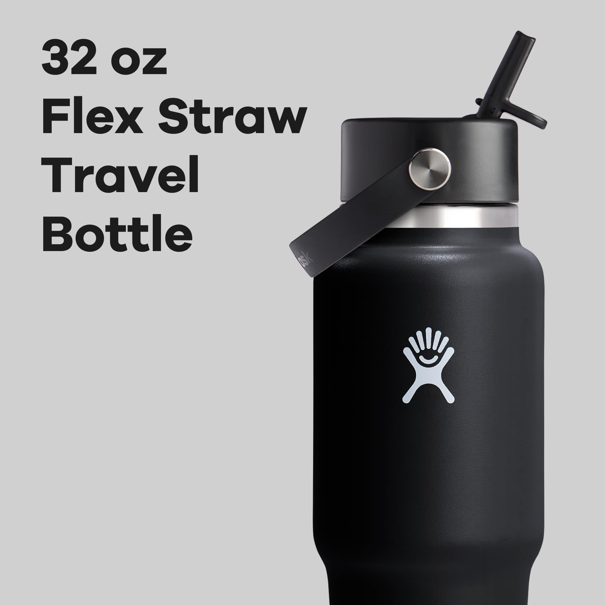 Hydro Flask Travel Bottle with Flex Straw Lid for a leakproof seal.