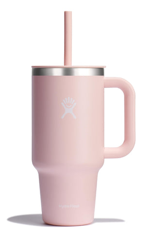 Hydro Flask Travel Tumbler 32 oz with handle close-up showing secure grip.