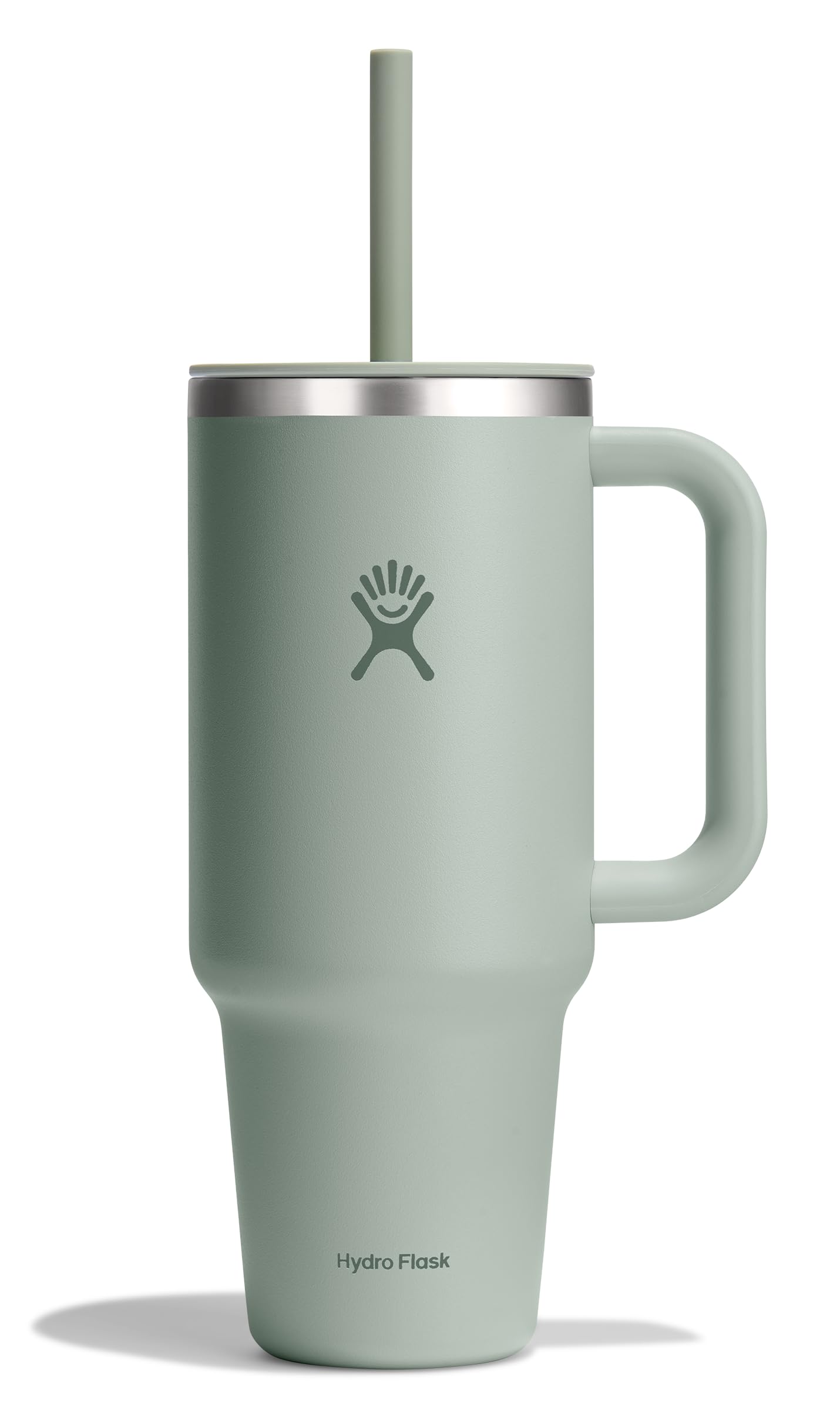Hydro Flask Travel Tumbler 40 oz front view in Agave Green keeps drinks cold