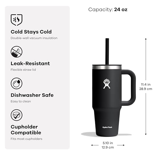 Hydro Flask Travel Tumbler Aloe Green keeps drinks cold for hours on trips.