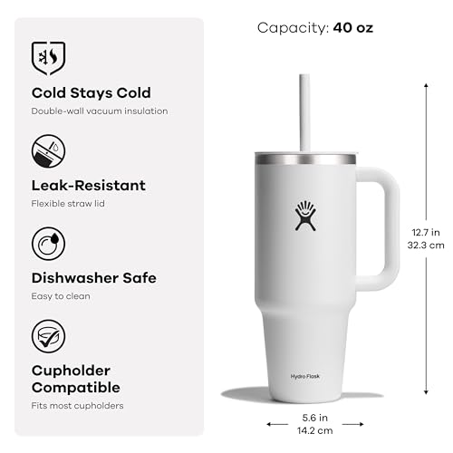 Hydro Flask Travel Tumbler fits most cupholders for easy transport.