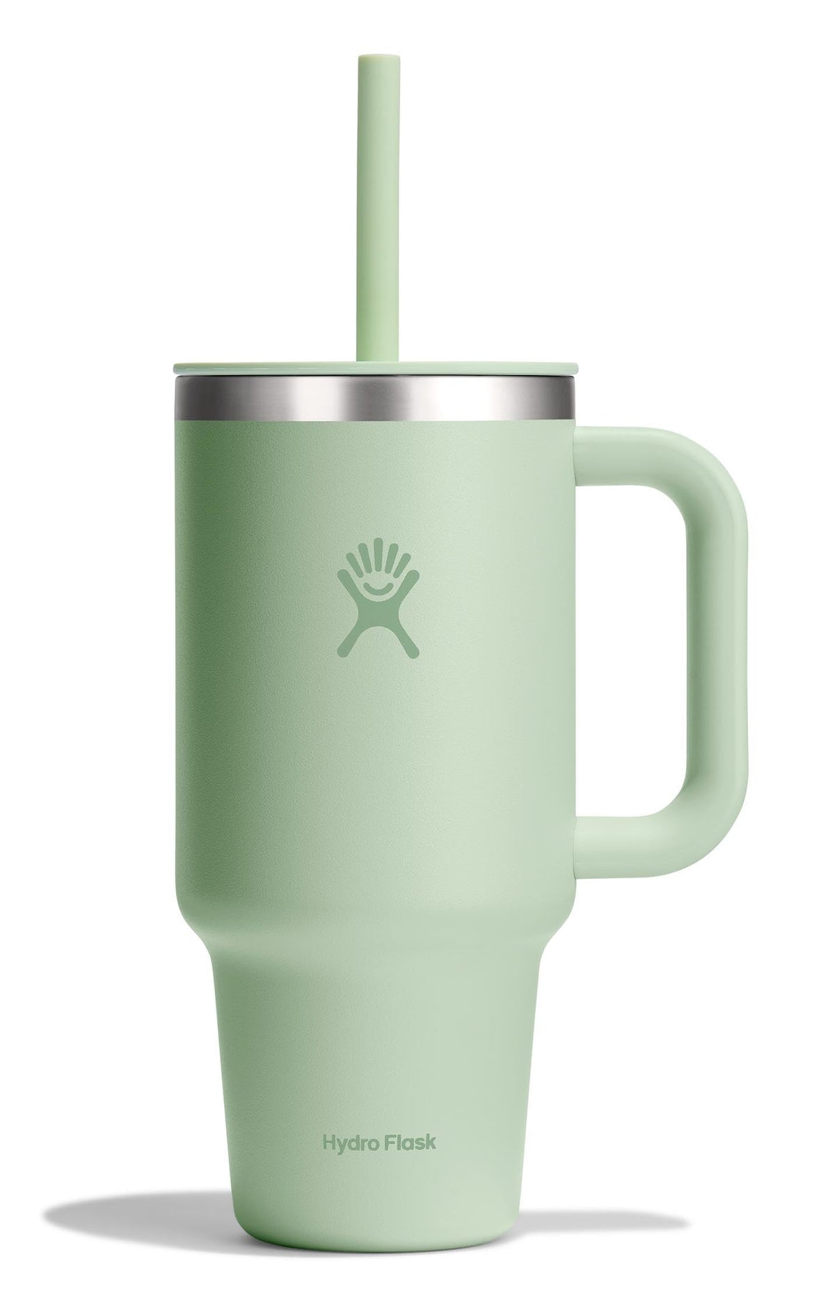 Hydro Flask Travel Tumbler with handle 32 oz Aloe Green for easy on-the-go hydration.