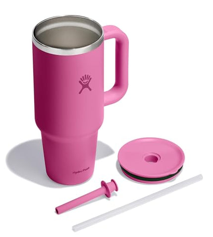 Hydro Flask Travel Tumbler with Lid and Straw for leak-resistant sipping.