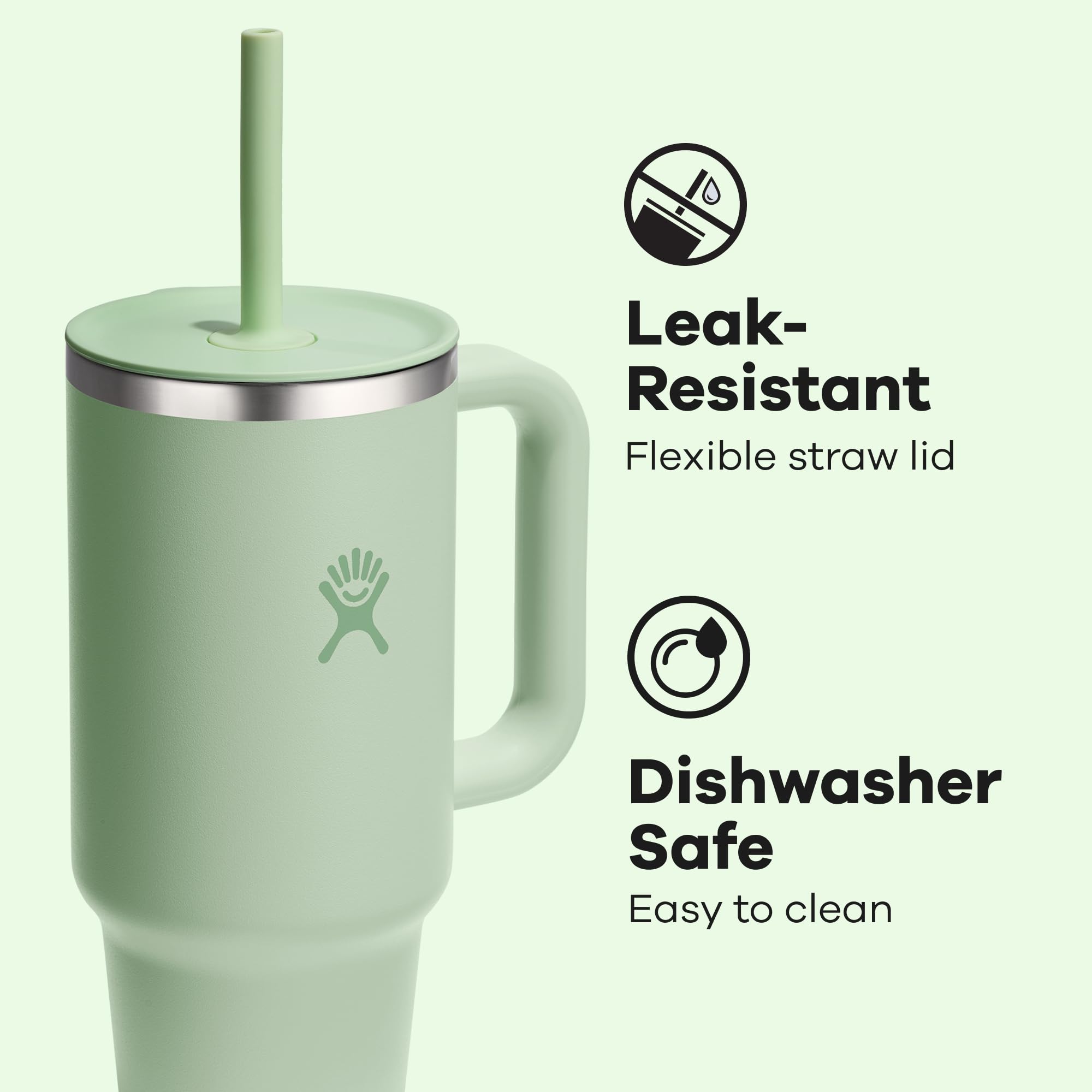 Hydro Flask travel tumbler lid and straw enabling smooth sipping anywhere.