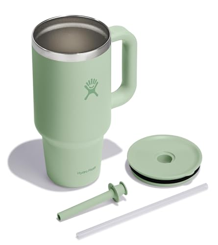 Lid and straw of Hydro Flask Travel Tumbler for spill-resistant sipping.