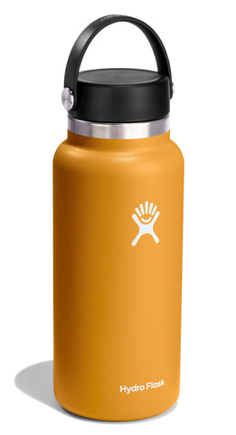 Hydro Flask wide mouth open with ice cubes for quick cooling.