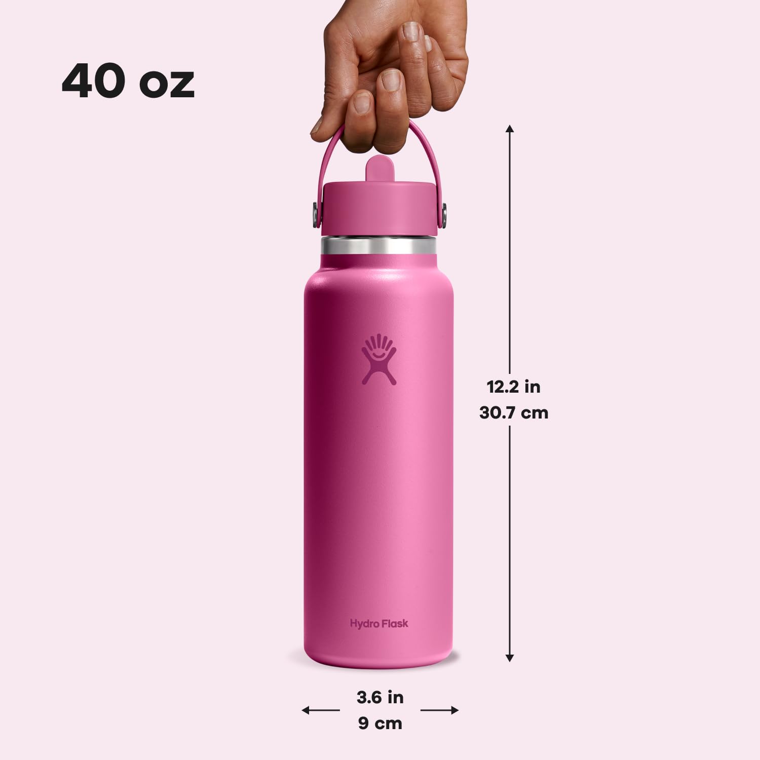 Wide Mouth design accepts ice cubes for a chilled drink and easy cleaning.