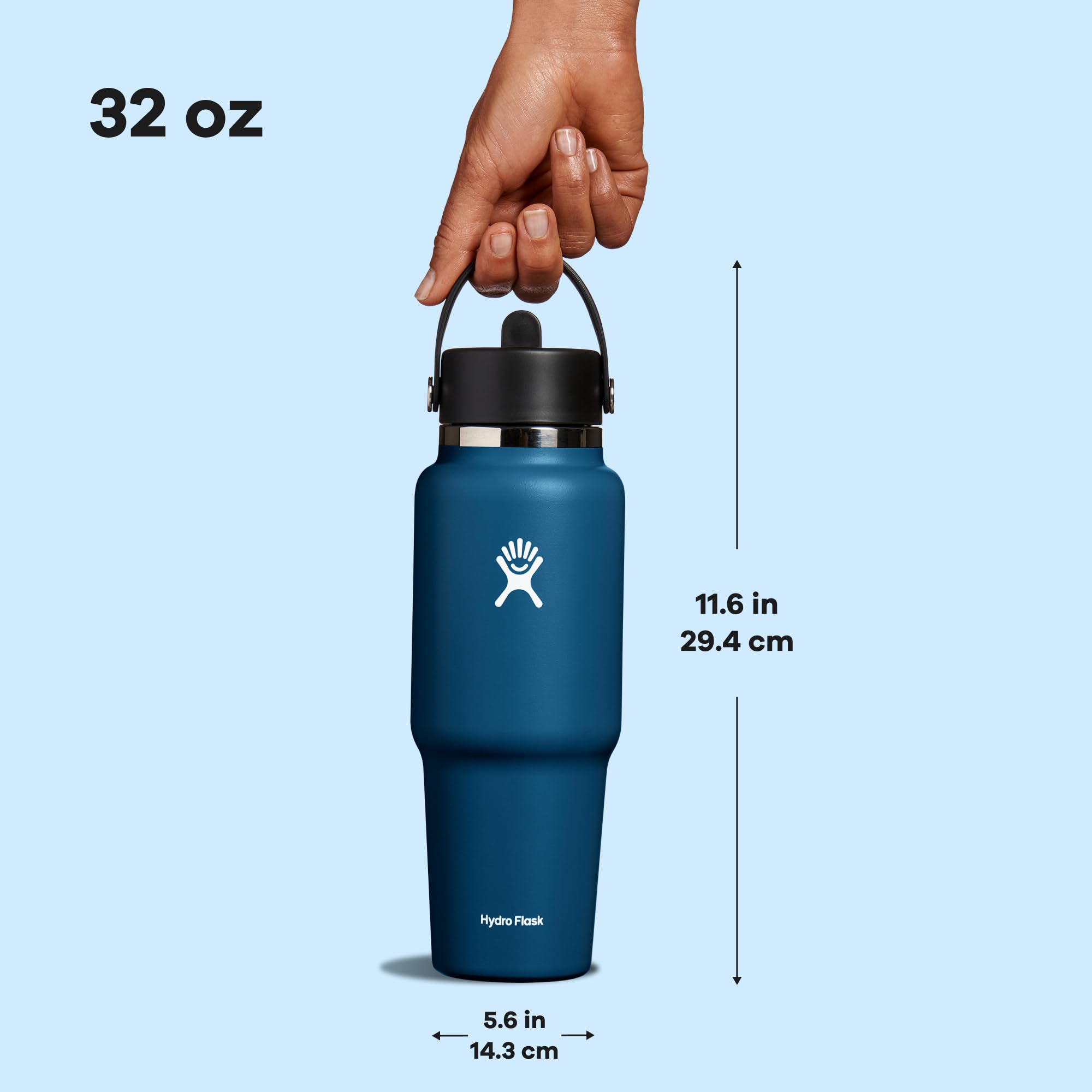 Hydro Flask wide straw lid design for comfortable sipping on the go.