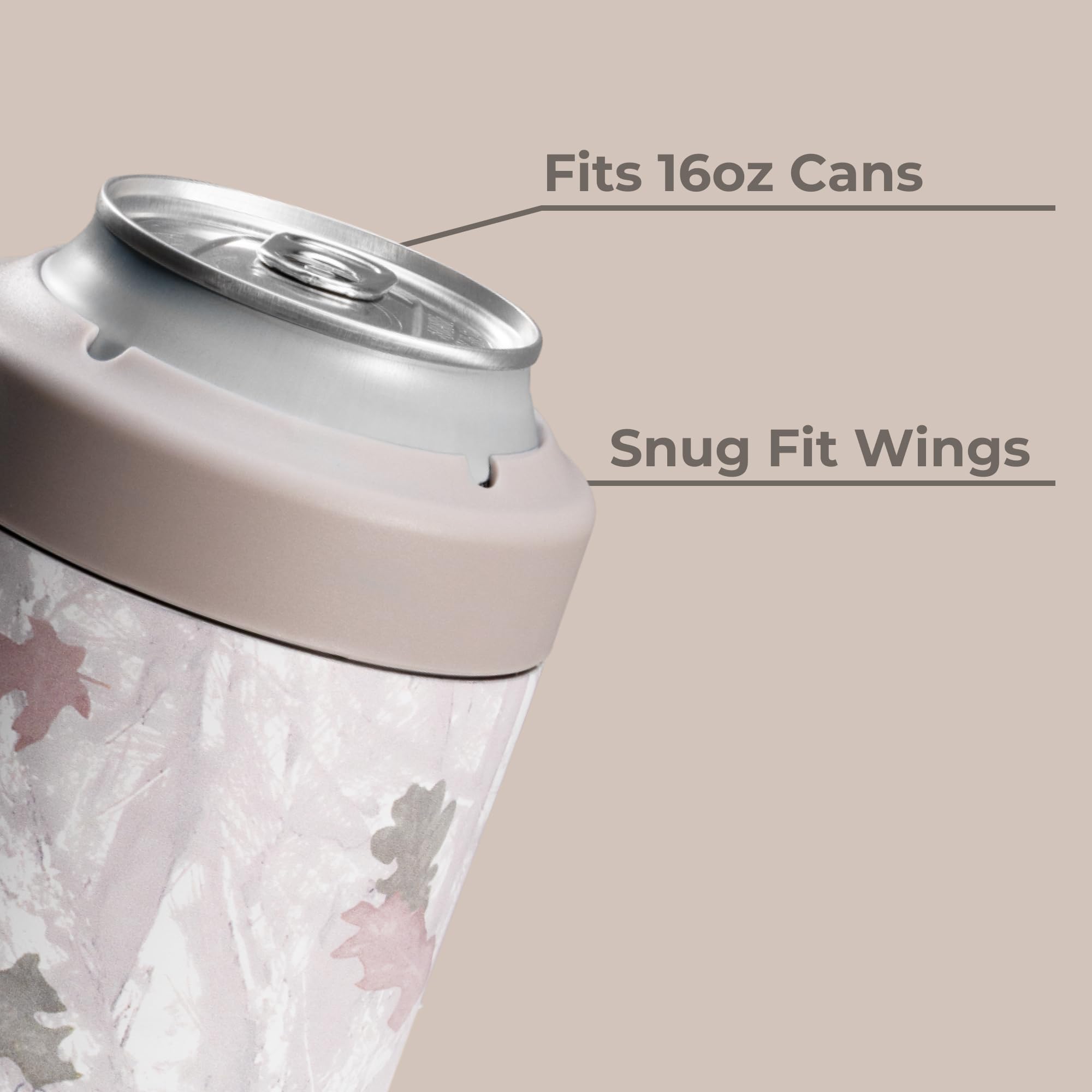 HydroJug 2-in-1 can holder camo, fits 16 oz cans for on-the-go sipping.