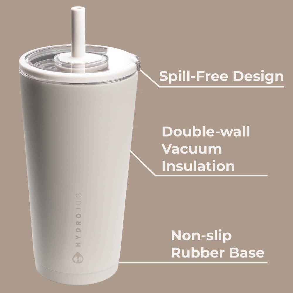 HydroJug Everyday 20 oz base fits cup holders and stays quiet on desks.
