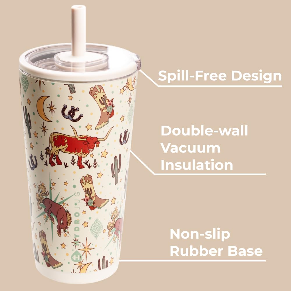 HydroJug Everyday 20oz tumbler features vacuum insulation to keep drinks hot or cold.