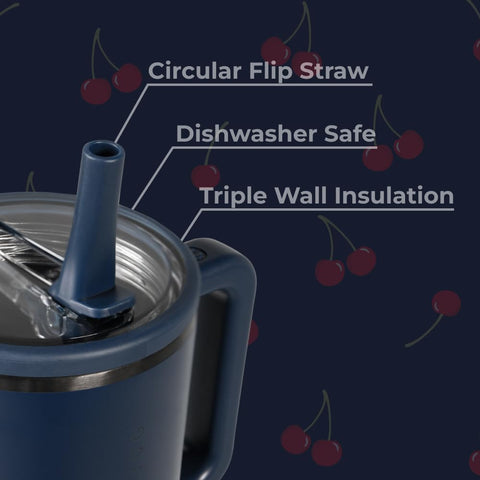 Close-up of HydroJug Kids flip straw lid for leak-free travel