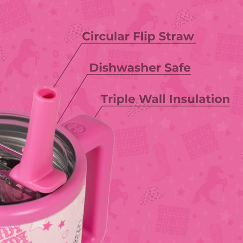 HydroJug Kids flip-straw lid closeup highlights leak-proof action during activities